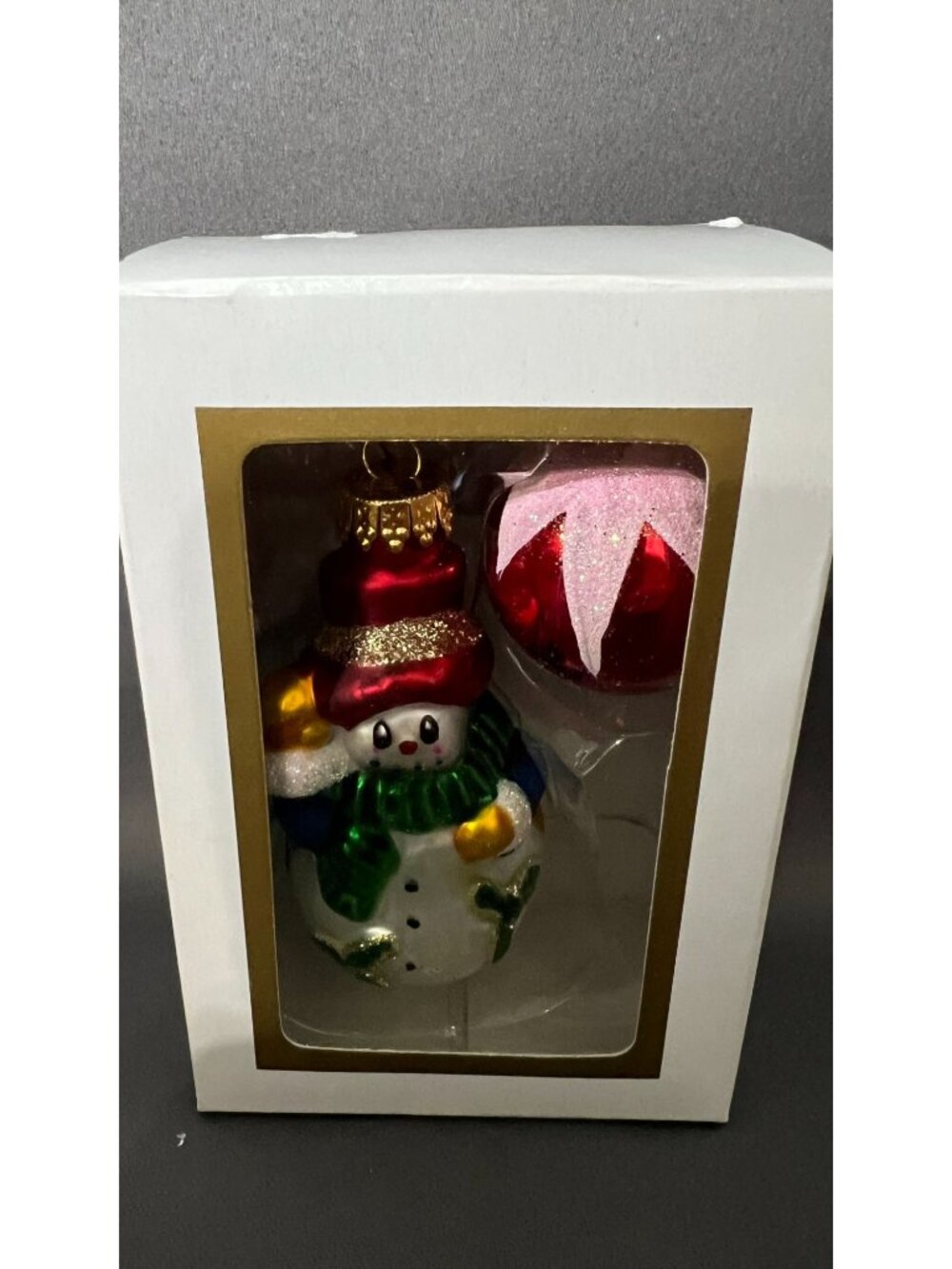 GKI / Bethlehem Glass Boxed Set - Hand-Painted Christmas Ornaments Featuring Sno